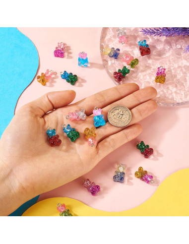 20 Piezas Encantos de Oso de Resina Gummy Bear 10 Colores