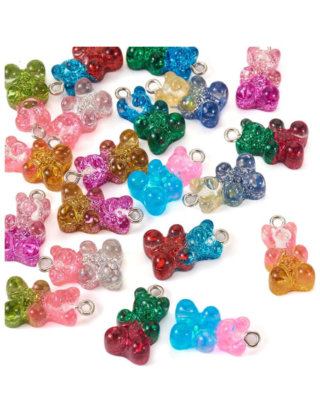 20 Piezas Encantos de Oso de Resina Gummy Bear 10 Colores