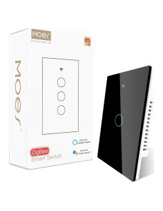 Interruptor Inteligente Zigbee MOES 1 Gang Negro, Requiere Hub