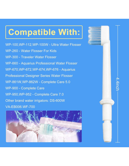 Consejos de Reemplazo Waterpik Aquarius - 6 Cabezal de Cepillo Consejos de Reemplazo Waterpik Aquarius - 6 Cabezal de Cepillo