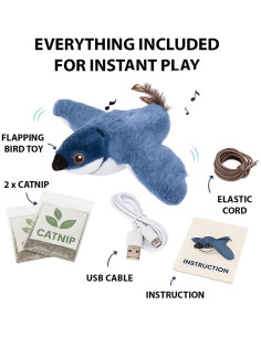 Juguete Interactivo para Gato Paws Power Pájaro Aleteante Azul 2