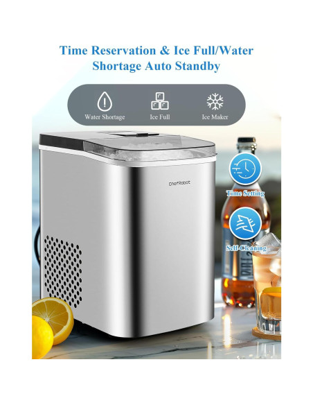 Máquina de Hielo ChefRobot 15,42 kg en 6 min, Autolimpieza