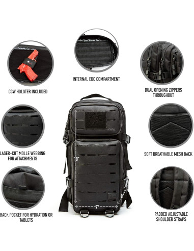 Mochila táctica WOLF TACTICAL 24L EDC compacta y ligera