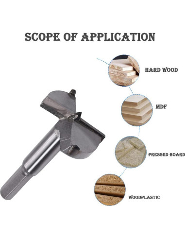 Broca Forstner Utoolmart 100mm Carburo Cementado Hexagonal