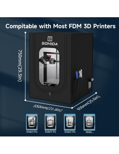 Cubierta para Impresora 3D SOHIDA con Ventilación y LED