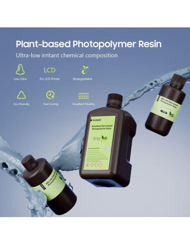 Resina 3D ELEGOO 2000g a base de plantas UV 405nm - Negro