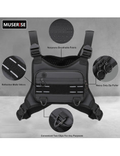 Bolsa de Pecho Deportiva Muserise Negra Resistente al Agua 2