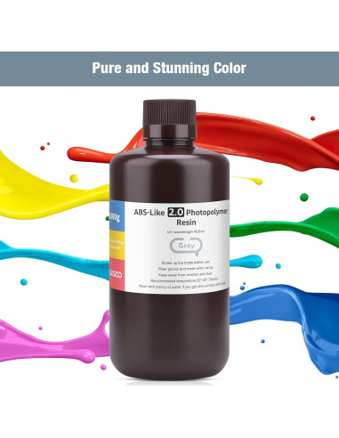 Resina 3D ABS-Like ELEGOO 2.0 1000g Curado UV Gris