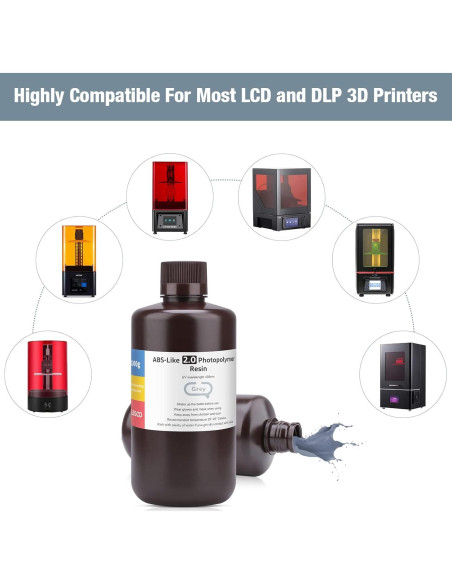 Resina 3D ABS-Like ELEGOO 2.0 1000g Curado UV Gris