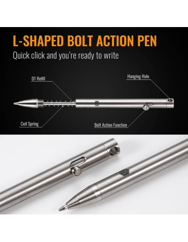 Bolígrafo retráctil KeyUnity KP00 de titanio plata fina