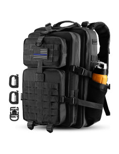 Mochila Táctica Militar 45L MOLLE Negra con Soporte de Botella