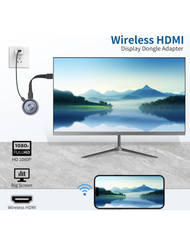 Adaptador HDMI Inalámbrico TPUFO Q8 4K Gris para TV y Proyector