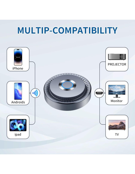 Adaptador HDMI Inalámbrico TPUFO Q8 4K Gris para TV y Proyector