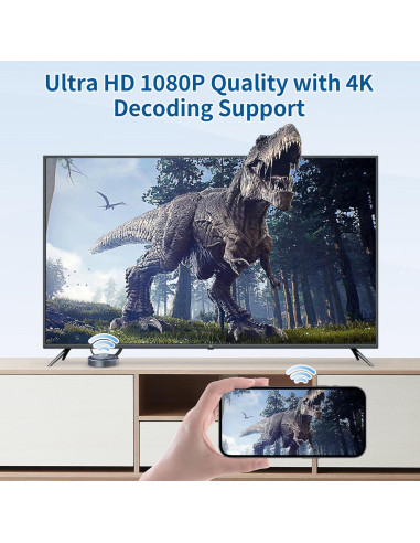 Adaptador HDMI Inalámbrico TPUFO Q8 4K Gris para TV y Proyector