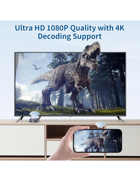 Adaptador HDMI Inalámbrico TPUFO Q8 4K Gris para TV y Proyector