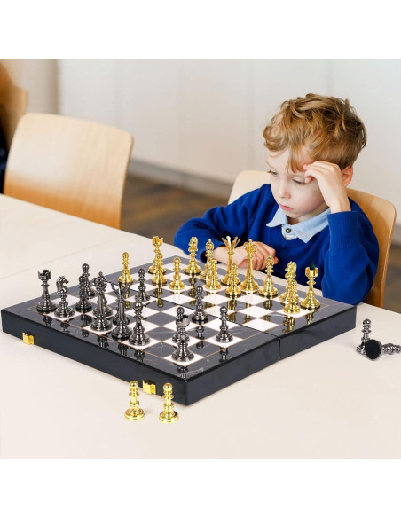 Juego de Ajedrez y Damas Kvintes 38 cm Plegable Metal Juego de Ajedrez y Damas Kvintes 38 cm Plegable Metal