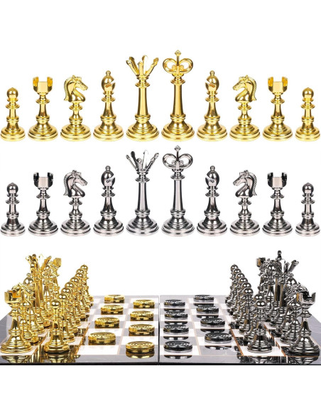 Juego de Ajedrez y Damas Kvintes 38 cm Plegable Metal Juego de Ajedrez y Damas Kvintes 38 cm Plegable Metal