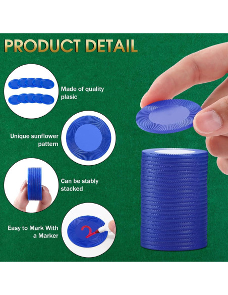 Fichas de Póker Leitee 1000 Pcs Plástico Azul 3.81 cm