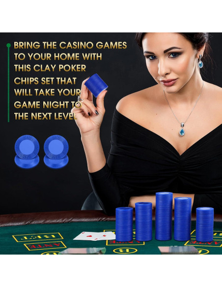 Fichas de Póker Leitee 1000 Pcs Plástico Azul 3.81 cm