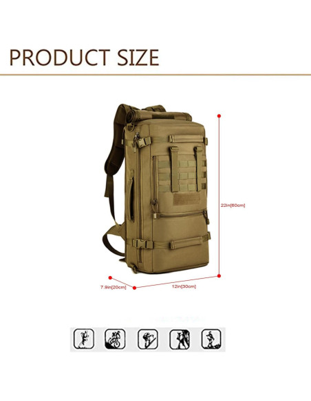 Mochila Táctica Militar Huntvp 50L 3 Vías Modular WR