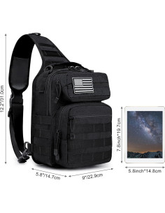 Mochila Sling Táctica G4Free EDC Negra 31x22x15 cm 2