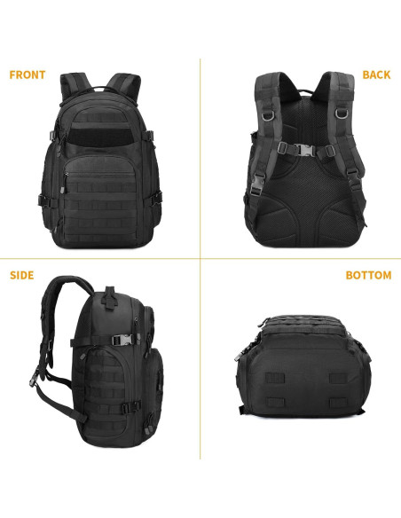 CamGo Mochila Táctica MOLLE 25L Negra para Senderismo