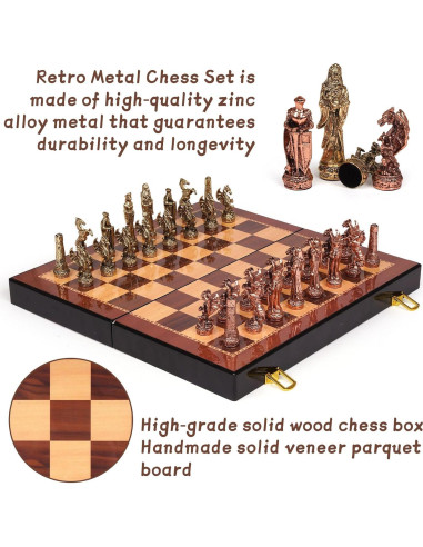 Juego de Ajedrez de Metal XAOHAO Vintage 12,7x25,4cm