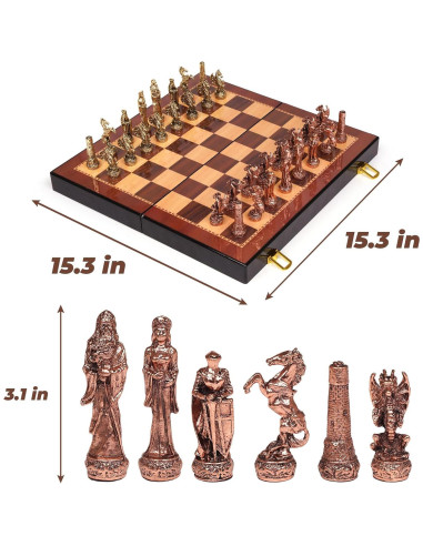 Juego de Ajedrez de Metal XAOHAO Vintage 12,7x25,4cm