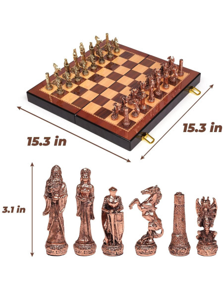 Juego de Ajedrez de Metal XAOHAO Vintage 12,7x25,4cm