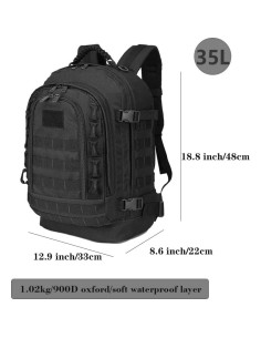 Mochila Táctica Militar 35L Molle Negra para Senderismo 2