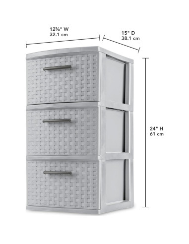 Torre de Tejido 3 Cajones Plástico Gris Genérico 38.1x32.1x61 cm