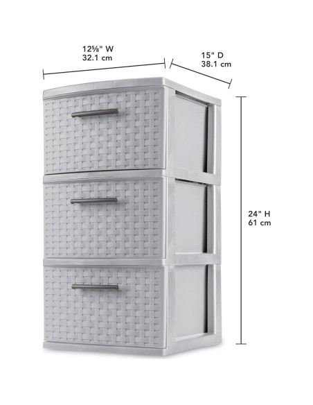 Torre de Tejido 3 Cajones Plástico Gris Genérico 38.1x32.1x61 cm
