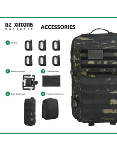Mochila Táctica Militar GZ XINXING 45L Impermeable Negra 2