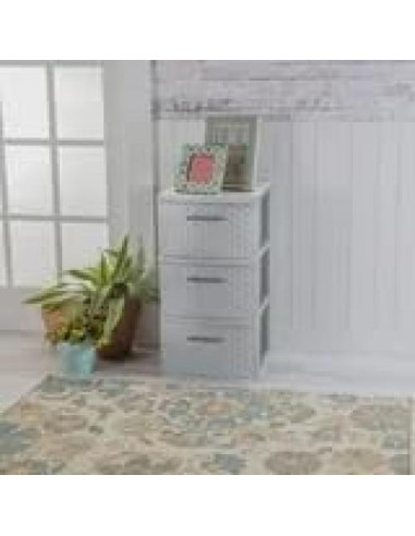 Torre de Tejido 3 Cajones Plástico Gris Genérico 38.1x32.1x61 cm