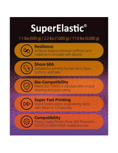 Resina 3D SuperElástica 1000g 3DMaterials Dureza 60A 2