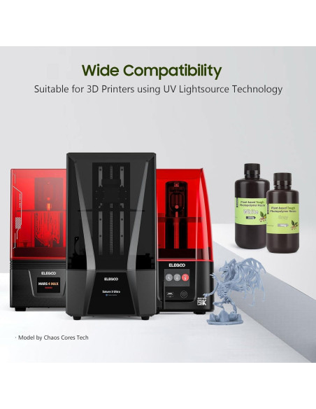 Resina 3D ELEGOO ABS-Like 2000g Verde Claro UV 405nm