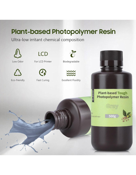 Resina 3D ELEGOO ABS-Like 2000g Verde Claro UV 405nm