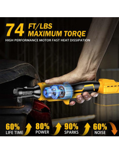 Llave de Trinquete Inalámbrica LITEKON 20V 100.6 Nm 38.1 cm 2