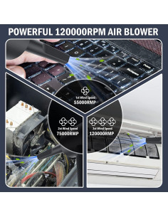 Soplador de Aire Eléctrico Yomile 120000RPM 3 Velocidades 2