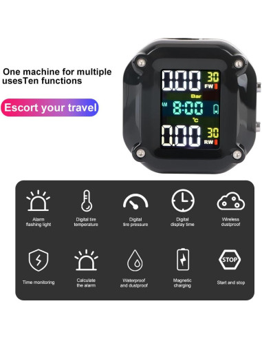 Sistema de Alarma LEEPEE para Neumáticos de Motocicleta, LCD