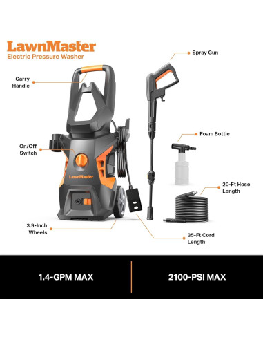 Lavadora a Presión Eléctrica LawnMaster LT306-1800C 2100 PSI