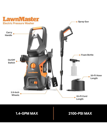 Lavadora a Presión Eléctrica LawnMaster LT306-1800C 2100 PSI