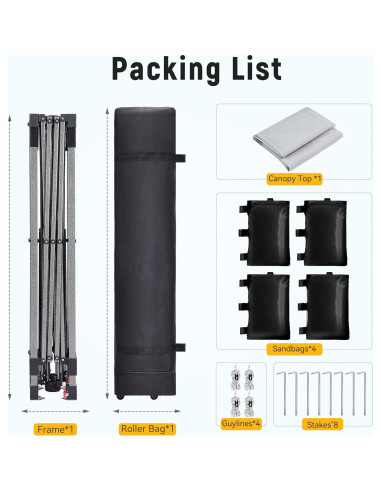 Carpa Pop Up Vibemo 3 Alturas Ajustables Impermeable 10x10