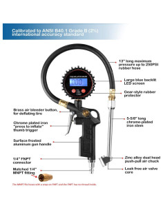 Medidor Digital de Inflador de Neumáticos CZC AUTO 33 cm 2
