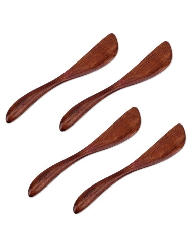4 Cuchillos de Mantequilla de Madera 15 cm para Untar Mermelada