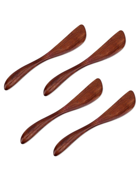 4 Cuchillos de Mantequilla de Madera 15 cm para Untar Mermelada