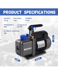 Bomba de vacío Rogvoc 3.5 CFM 110V para AC y HVAC 2