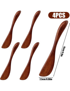 4 Cuchillos de Mantequilla de Madera 15 cm para Untar Mermelada 2
