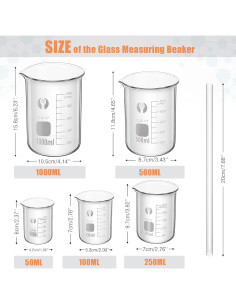 Juego de 10 Vasos y Cilindros Medidores de Vidrio Feekoon 2