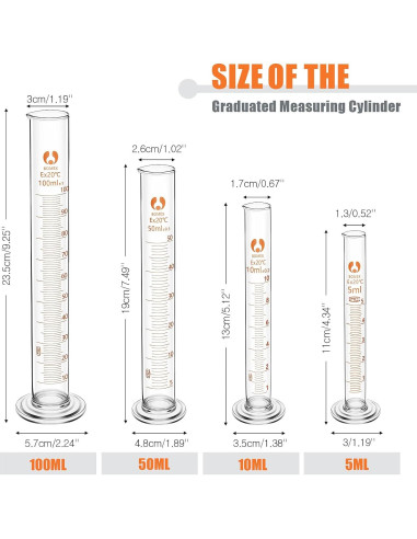 Juego de 10 Vasos y Cilindros Medidores de Vidrio Feekoon